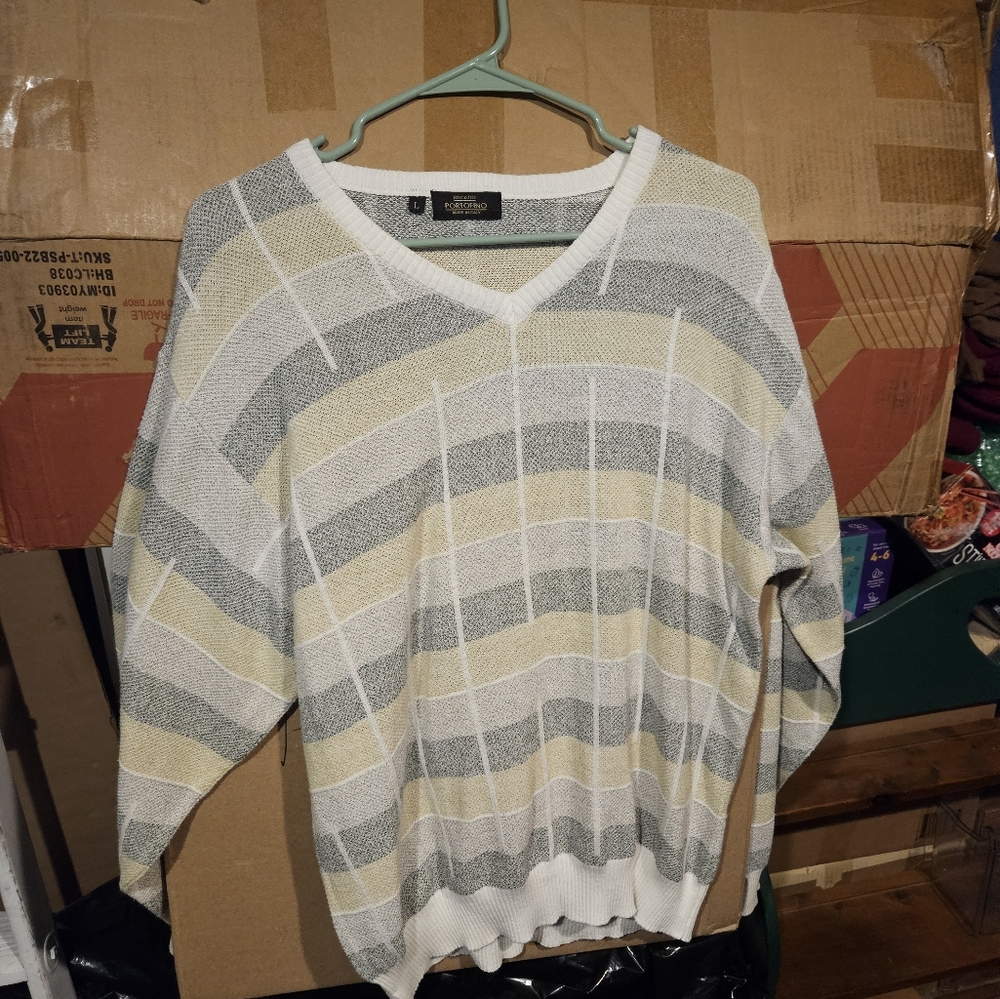 Riscatto Portofino Italy Mens Color Block Shirt Size L Gray
